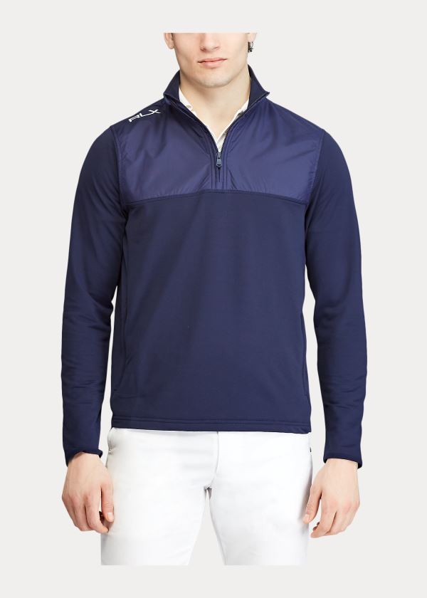 Ralph Lauren Performance Hybridní Pullover Tmavě Blankyt | I20eOWVS