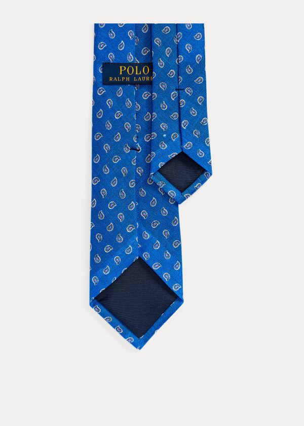 Ralph Lauren Pine-Print Linen Narrow Tie Královská Modrá Blankyt | 23Zi3P9y