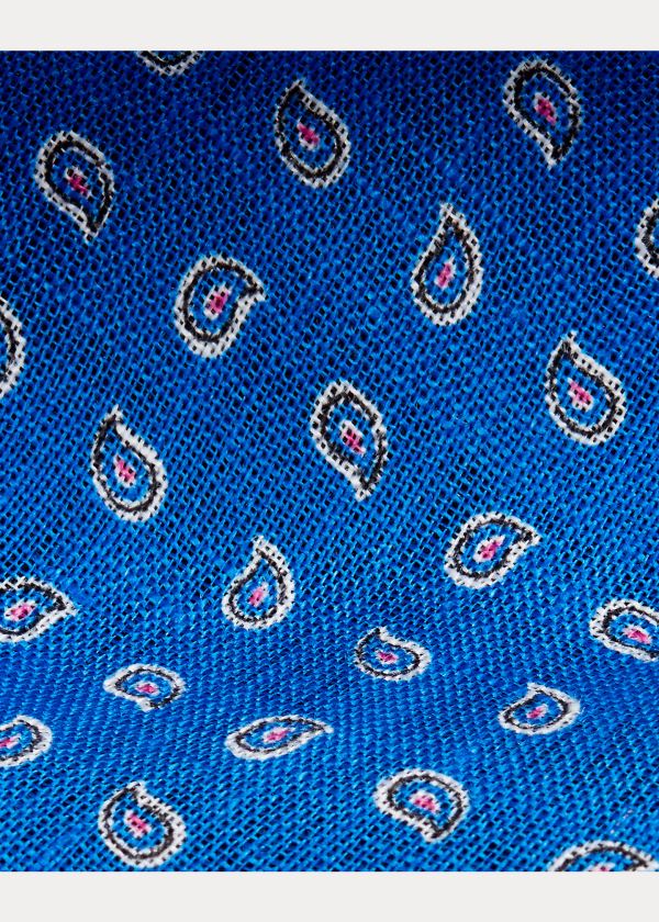 Ralph Lauren Pine-Print Linen Narrow Tie Královská Modrá Blankyt | 23Zi3P9y