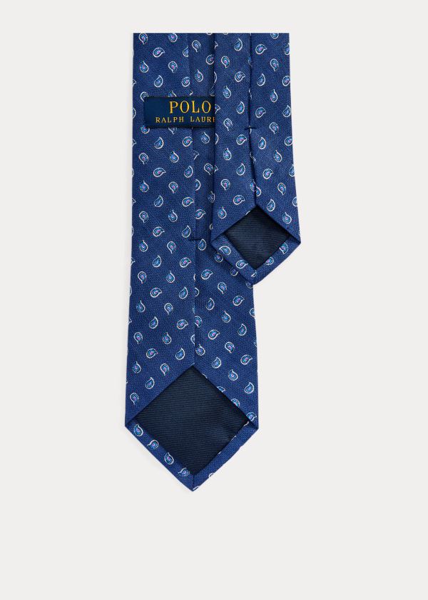Ralph Lauren Pine-Print Linen Narrow Tie Tmavě Blankyt | ksLy2aio