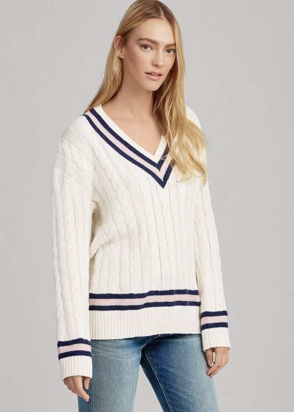 Ralph Lauren Pink Pony Cricket Svetrové Krém Růžové Tmavě Blankyt | 3O9Cz2Hp