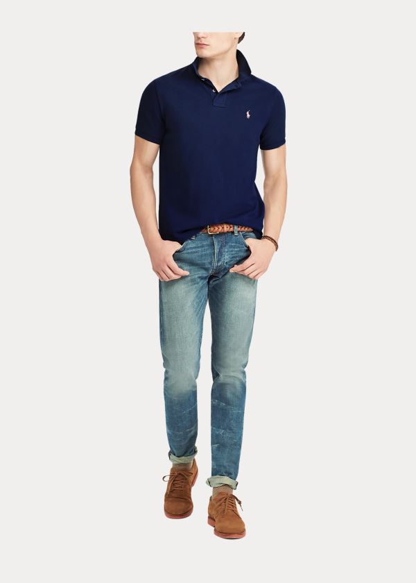 Ralph Lauren Pink Pony Custom Slim Fit Polo Tmavě Blankyt | y0rgJM46