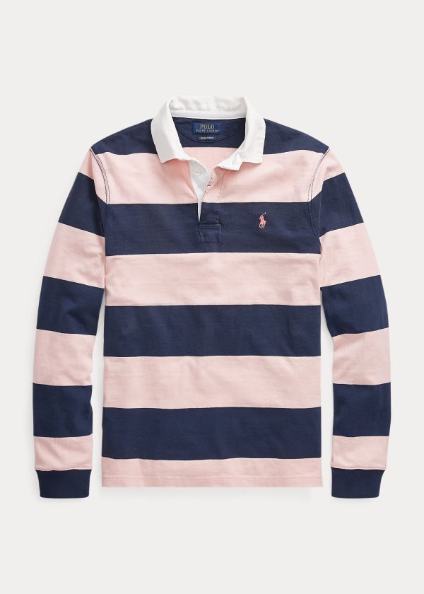 Ralph Lauren Pink Pony Custom Slim Rugby Růžové Tmavě Blankyt | nqnZzYbB