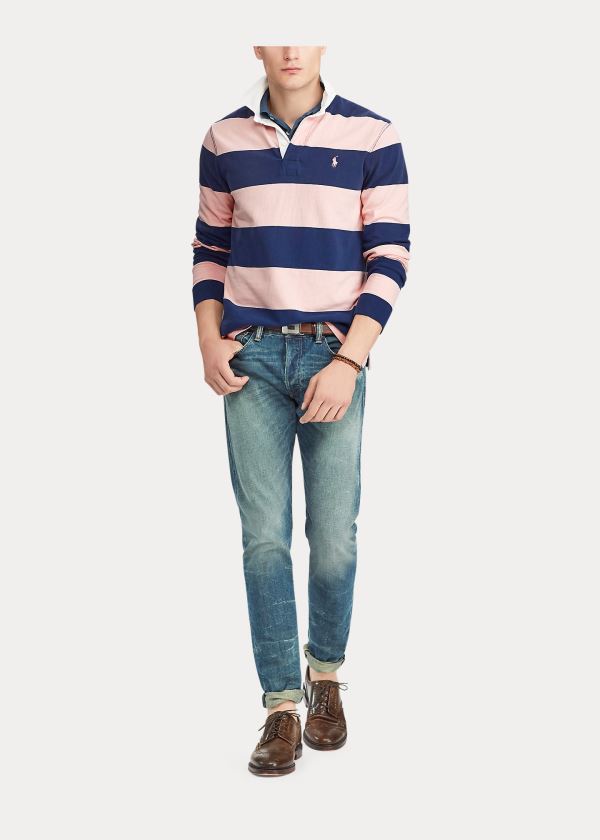 Ralph Lauren Pink Pony Custom Slim Rugby Růžové Tmavě Blankyt | nqnZzYbB