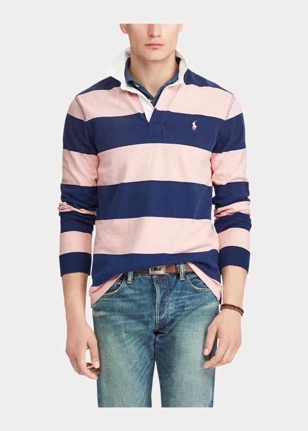 Ralph Lauren Pink Pony Custom Slim Rugby Růžové Tmavě Blankyt | nqnZzYbB