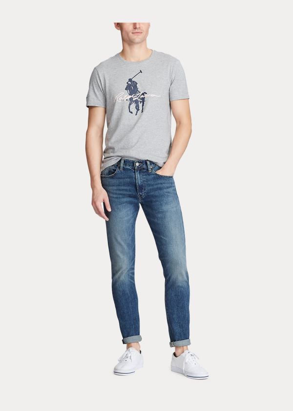 Ralph Lauren Pink Pony Custom Slim T-Shirt Šedé | NkUZbP6C