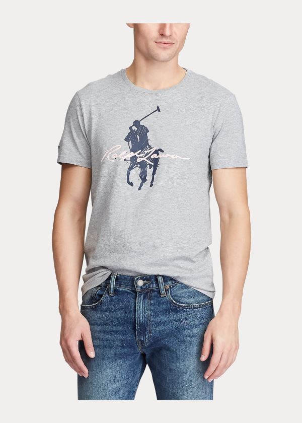 Ralph Lauren Pink Pony Custom Slim T-Shirt Šedé | NkUZbP6C