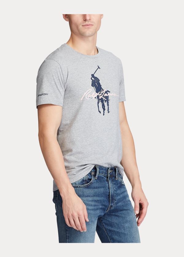 Ralph Lauren Pink Pony Custom Slim T-Shirt Šedé | NkUZbP6C