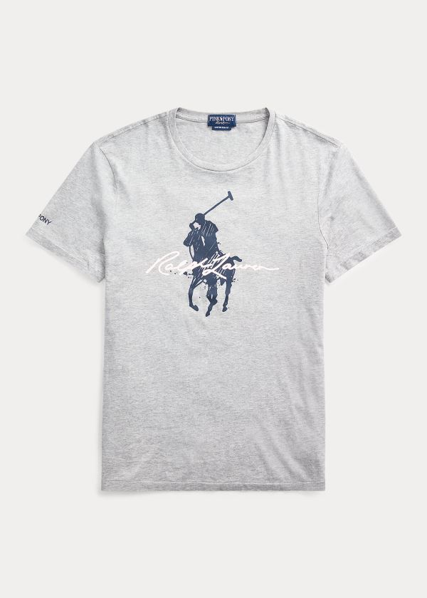 Ralph Lauren Pink Pony Custom Slim T-Shirt Šedé | NkUZbP6C
