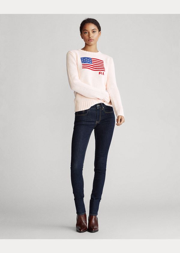 Ralph Lauren Pink Pony Flag Bavlněné Svetrové Růžové | wWE51RZ3