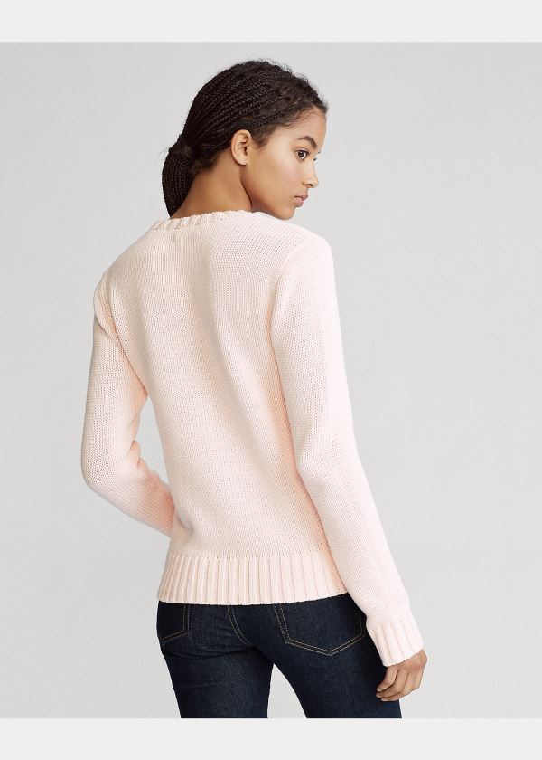 Ralph Lauren Pink Pony Flag Bavlněné Svetrové Růžové | wWE51RZ3