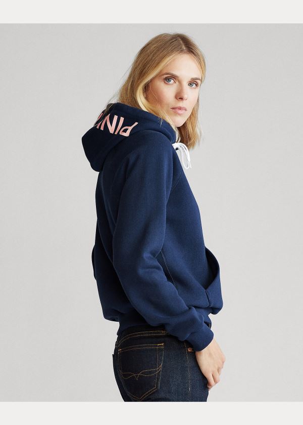 Ralph Lauren Pink Pony Fleece Hoodie Tmavě Blankyt | qW25LtOb