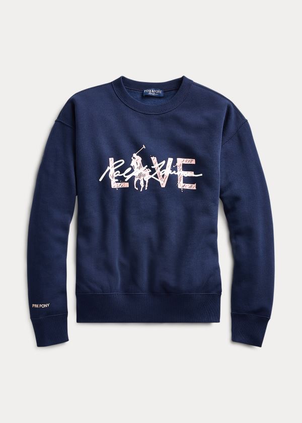 Ralph Lauren Pink Pony Fleece Sweatshirt Tmavě Blankyt | clk04e63