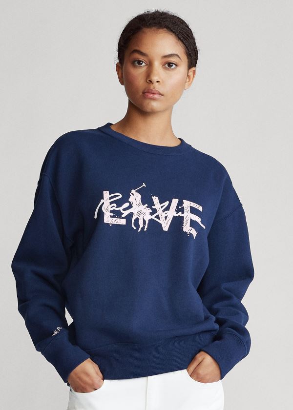 Ralph Lauren Pink Pony Fleece Sweatshirt Tmavě Blankyt | clk04e63