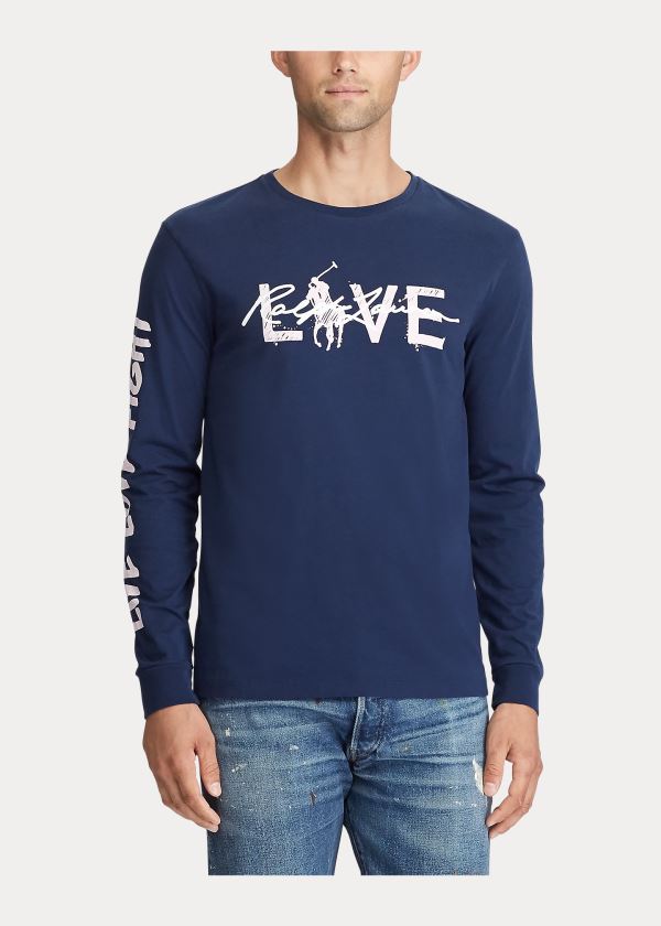 Ralph Lauren Pink Pony Live Love T-Shirt Tmavě Blankyt | ikoC4Wl5