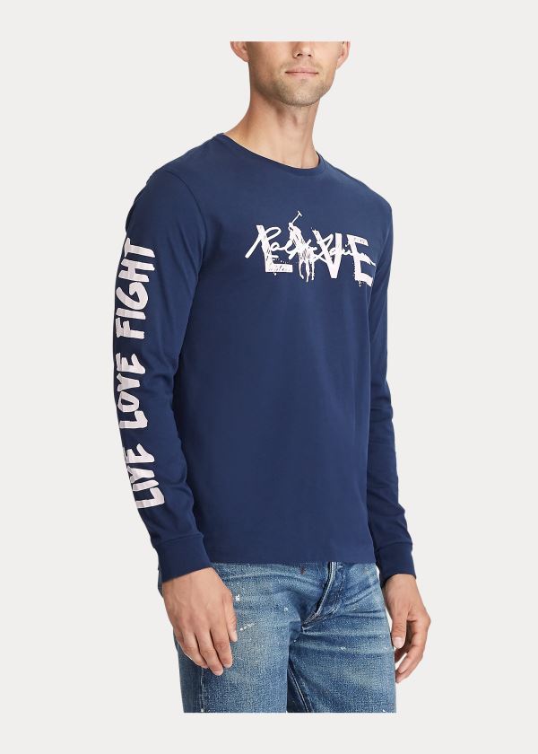 Ralph Lauren Pink Pony Live Love T-Shirt Tmavě Blankyt | ikoC4Wl5