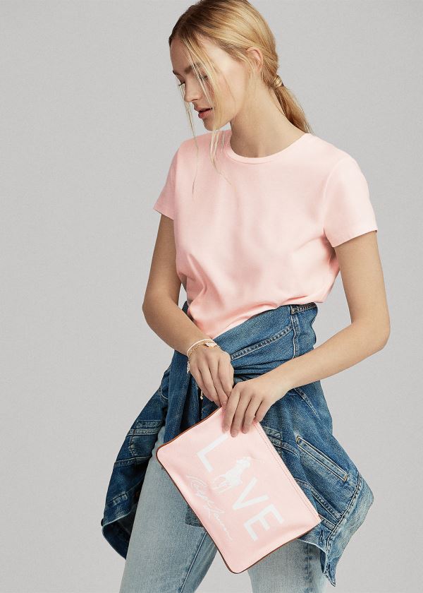Ralph Lauren Pink Pony Love Platene Pouch Světle Růžové | h2GfJLgB