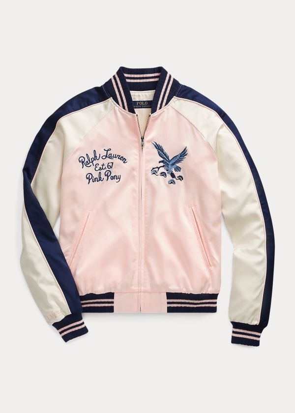 Ralph Lauren Pink Pony Satin Bomber Jacket Růžové | pUJim0b9