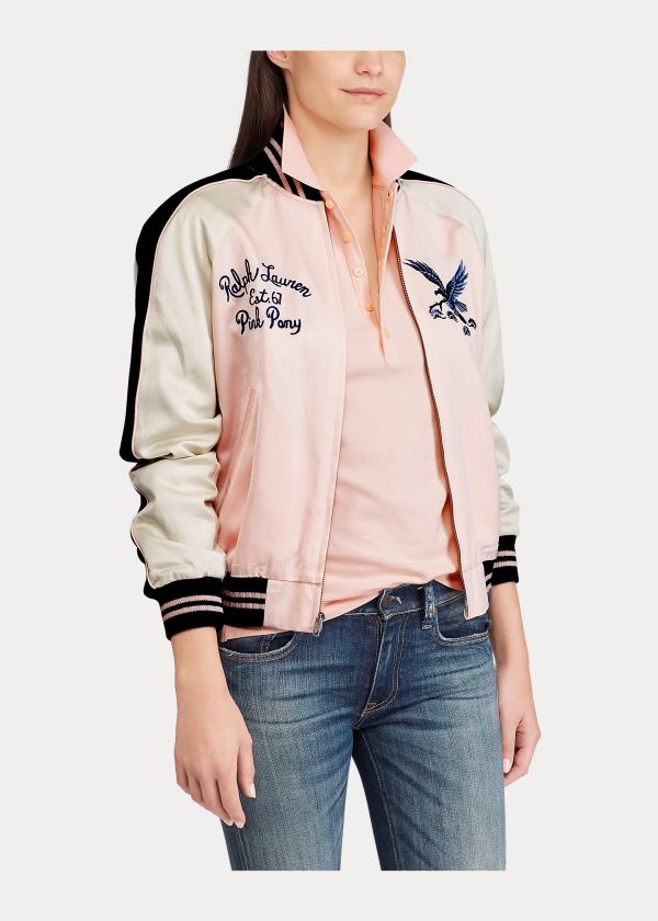 Ralph Lauren Pink Pony Satin Bomber Jacket Růžové | pUJim0b9