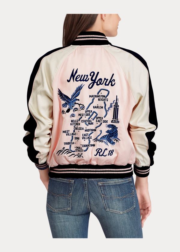 Ralph Lauren Pink Pony Satin Bomber Jacket Růžové | pUJim0b9