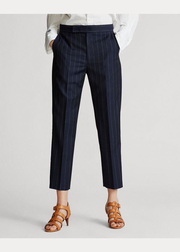 Ralph Lauren Pinstripe Wool Pant Tmavě Blankyt | zQwfSzcG