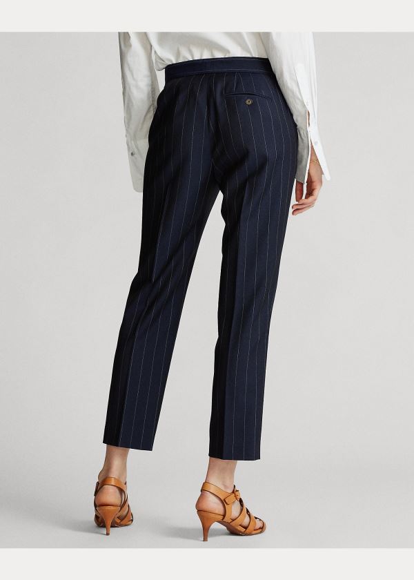 Ralph Lauren Pinstripe Wool Pant Tmavě Blankyt | zQwfSzcG