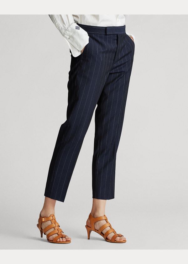 Ralph Lauren Pinstripe Wool Pant Tmavě Blankyt | zQwfSzcG