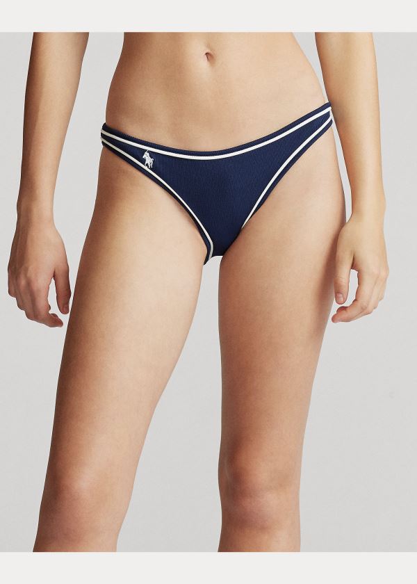 Ralph Lauren Piped-Trim Ribbed Hipster Tmavě Tmavě Blankyt | 0EFm9PQQ
