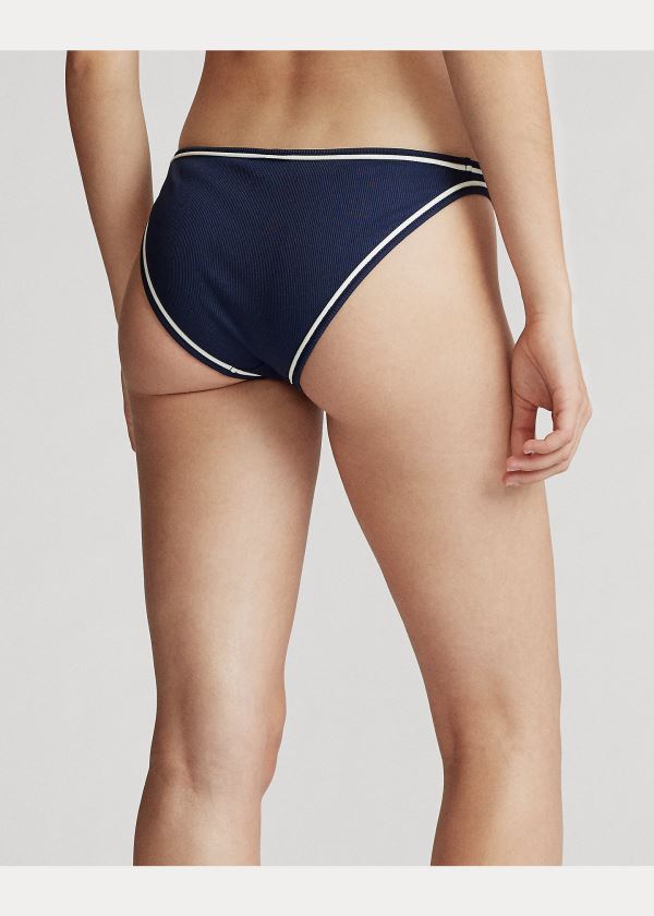 Ralph Lauren Piped-Trim Ribbed Hipster Tmavě Tmavě Blankyt | 0EFm9PQQ