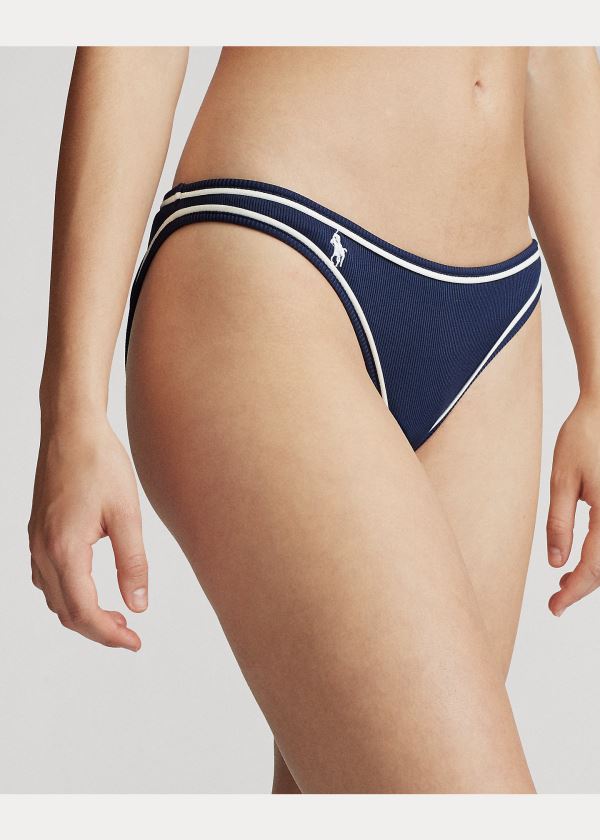 Ralph Lauren Piped-Trim Ribbed Hipster Tmavě Tmavě Blankyt | 0EFm9PQQ