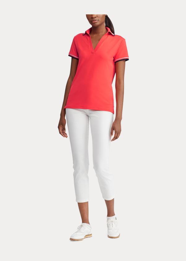 Ralph Lauren Piqué Krátké-Sleeve Golfové Shirt Červené | IbBwDD86