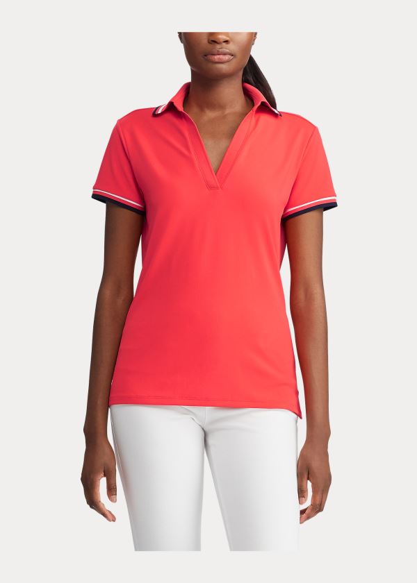 Ralph Lauren Piqué Krátké-Sleeve Golfové Shirt Červené | IbBwDD86