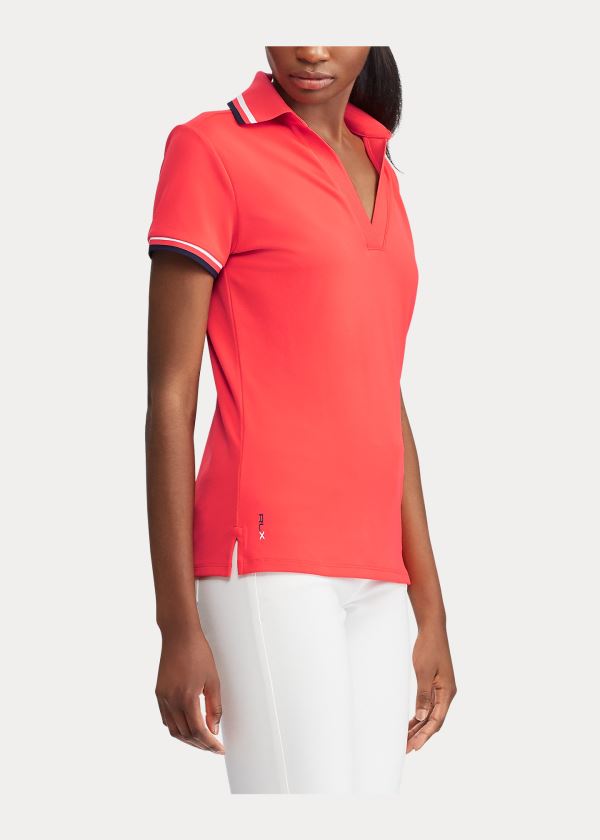 Ralph Lauren Piqué Krátké-Sleeve Golfové Shirt Červené | IbBwDD86