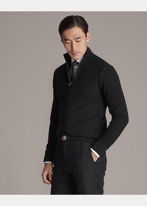 Ralph Lauren Piqué Merino-Cashmere Svetrové Černé | pBFkGjBr