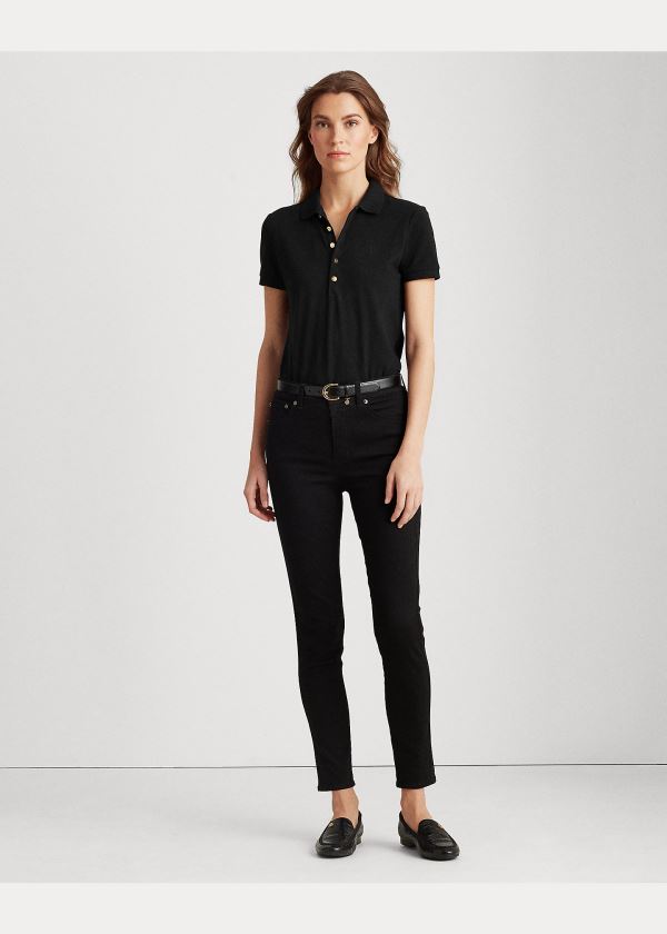 Ralph Lauren Piqué Polo Shirt Černé | Wzj4FRyD