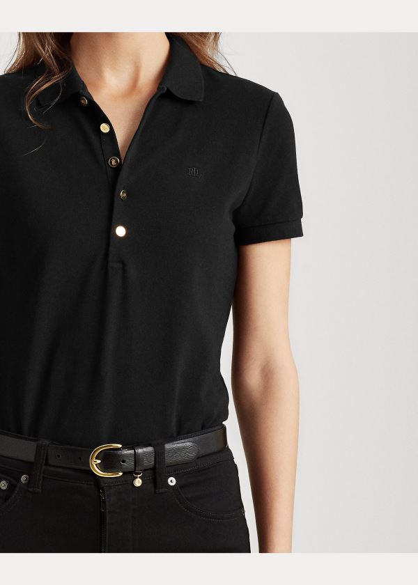 Ralph Lauren Piqué Polo Shirt Černé | Wzj4FRyD