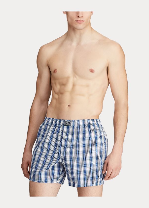 Ralph Lauren Plaid Bavlněné Boxerské Tmavě Blankyt Viacfarebný | 35A7iViR