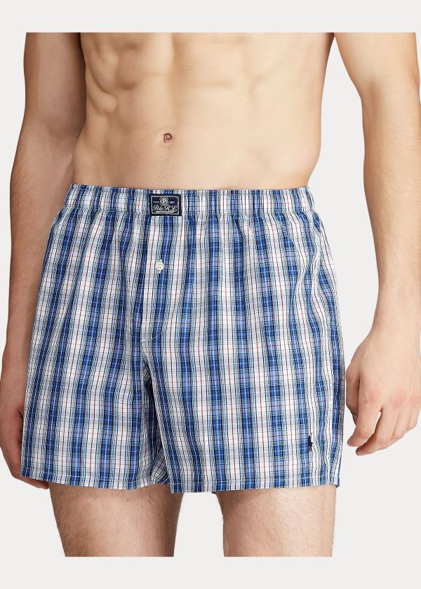 Ralph Lauren Plaid Bavlněné Boxerské Tmavě Blankyt Viacfarebný | 35A7iViR