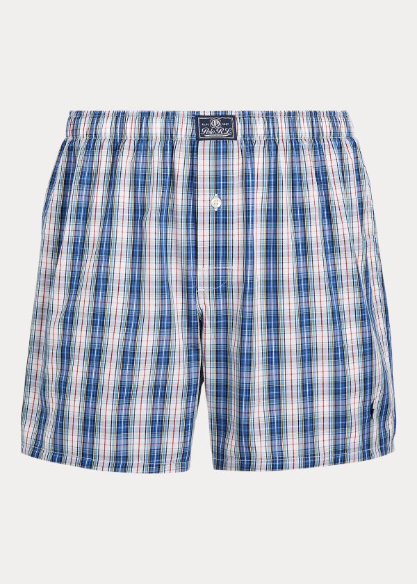 Ralph Lauren Plaid Bavlněné Boxerské Tmavě Blankyt Viacfarebný | 35A7iViR