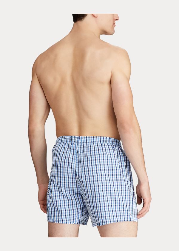 Ralph Lauren Plaid Bavlněné Boxerské Tmavě Blankyt Proužek | 6ukoi7rh
