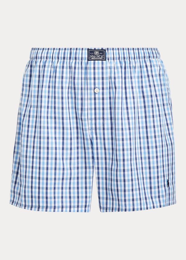 Ralph Lauren Plaid Bavlněné Boxerské Tmavě Blankyt Proužek | 6ukoi7rh