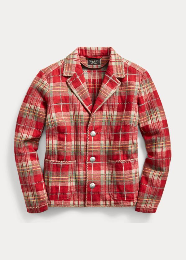 Ralph Lauren Plaid Bavlněné Shirt Jacket Červené Šedé | lDcfBZ9x