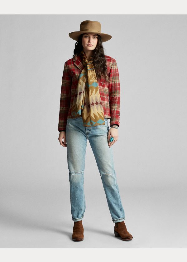 Ralph Lauren Plaid Bavlněné Shirt Jacket Červené Šedé | lDcfBZ9x