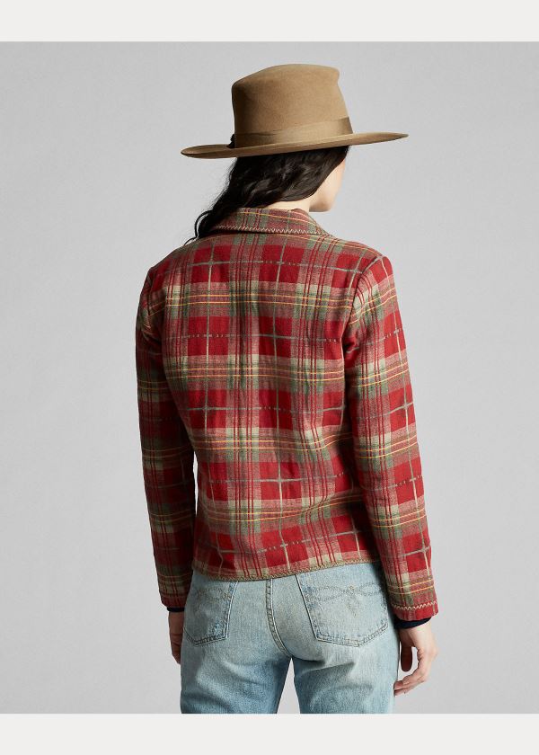 Ralph Lauren Plaid Bavlněné Shirt Jacket Červené Šedé | lDcfBZ9x