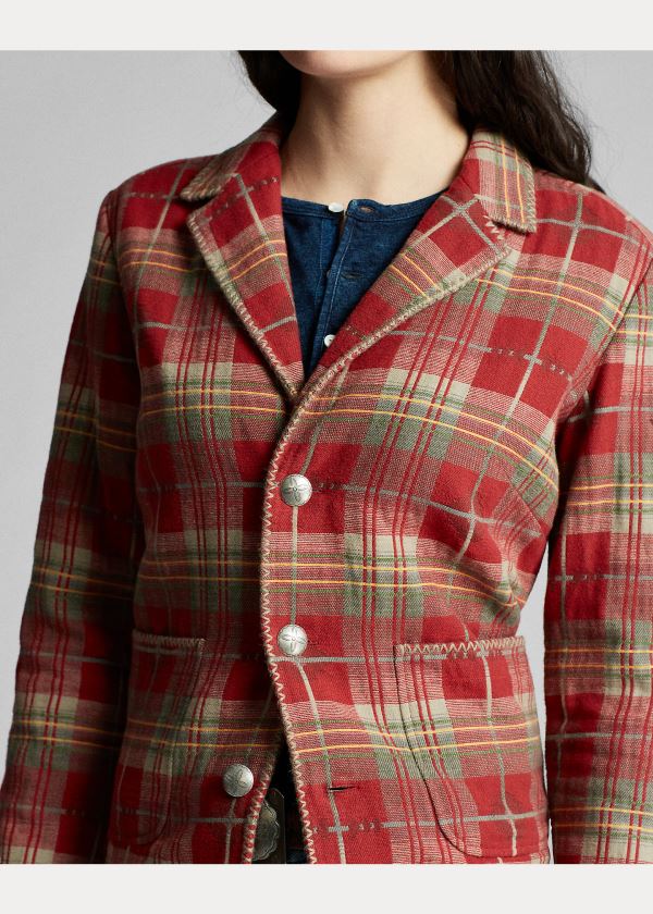 Ralph Lauren Plaid Bavlněné Shirt Jacket Červené Šedé | lDcfBZ9x