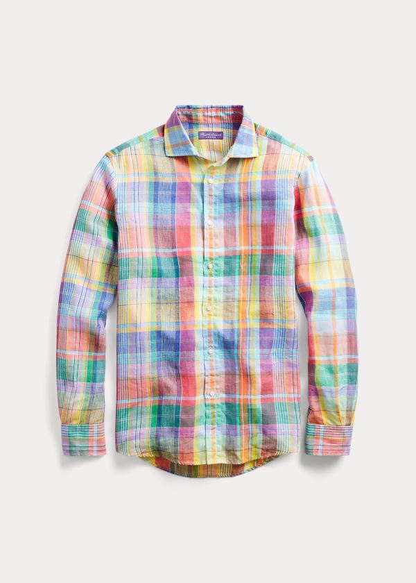 Ralph Lauren Plaid Linen Chambray Shirt Růžové Viacfarebný | XVFX5bri