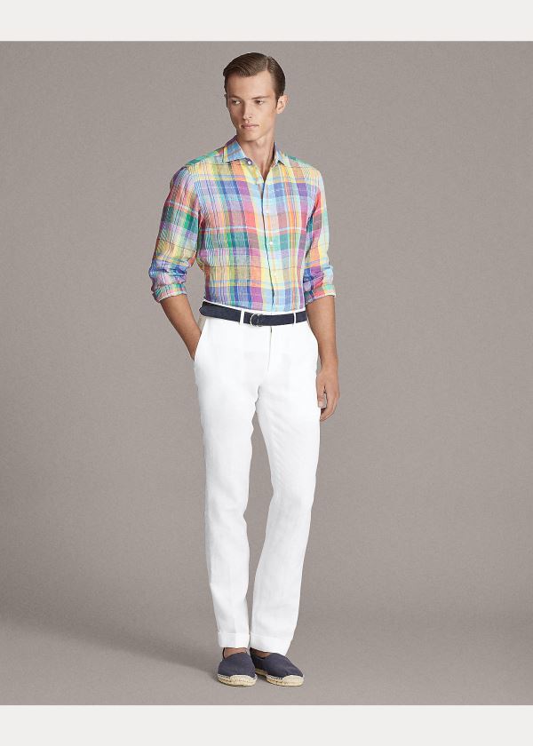 Ralph Lauren Plaid Linen Chambray Shirt Růžové Viacfarebný | XVFX5bri