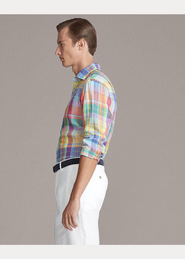 Ralph Lauren Plaid Linen Chambray Shirt Růžové Viacfarebný | XVFX5bri