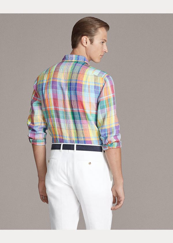 Ralph Lauren Plaid Linen Chambray Shirt Růžové Viacfarebný | XVFX5bri