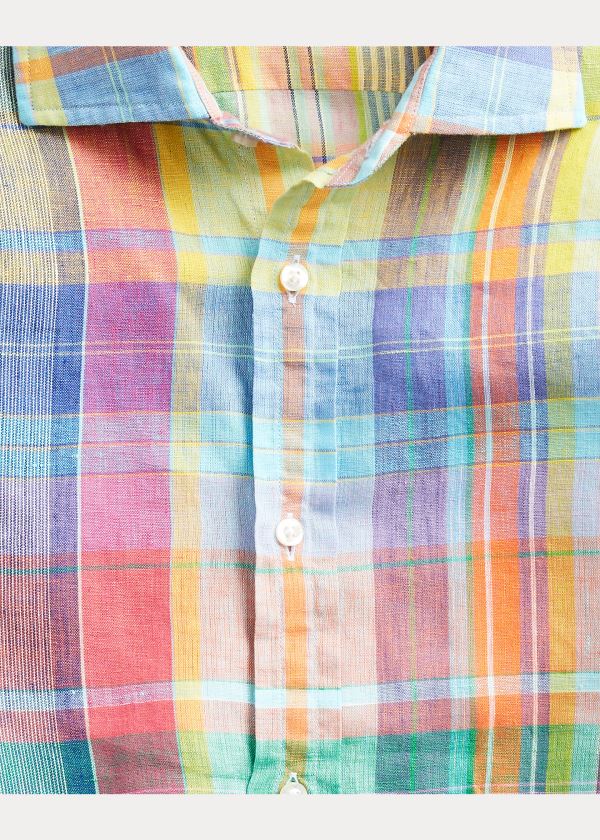 Ralph Lauren Plaid Linen Chambray Shirt Růžové Viacfarebný | XVFX5bri